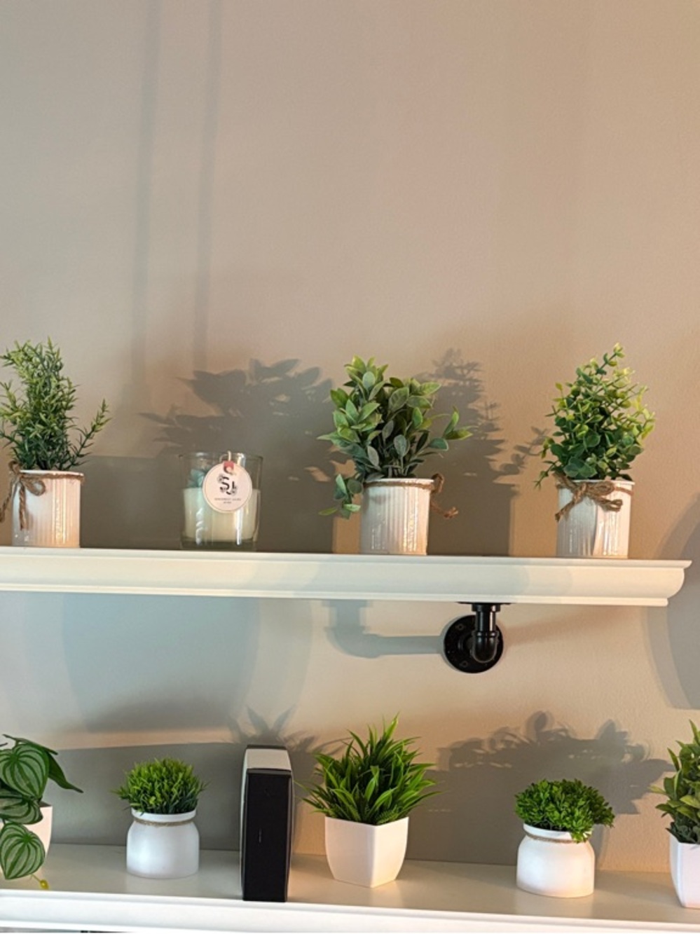 Set of 11 White Planters with Lush Green Faux Plants - Picture 4 of 4